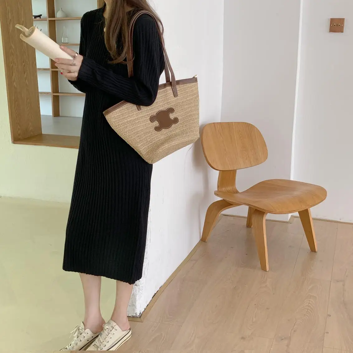 Осень зима теплый свитер с длинным рукавом платье для женщин 2021 средней длины