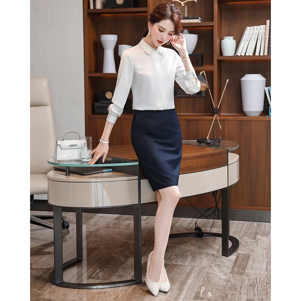 

2020 New Autumn Elegant Solid White Wine Female Blouse Long Sleeve Office Lady Shirt Formal Tops Plus Size Clothing For Women