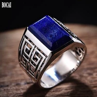 new 100 real 925 pure silver lapis lazuli ring men fashion ring court personality domineering men rings