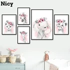 Настенная картина с изображением Льва жирафа зебры тропических листьев джунглей животных в скандинавском стиле Настенная картина на холсте настенные картины декор для детской комнаты