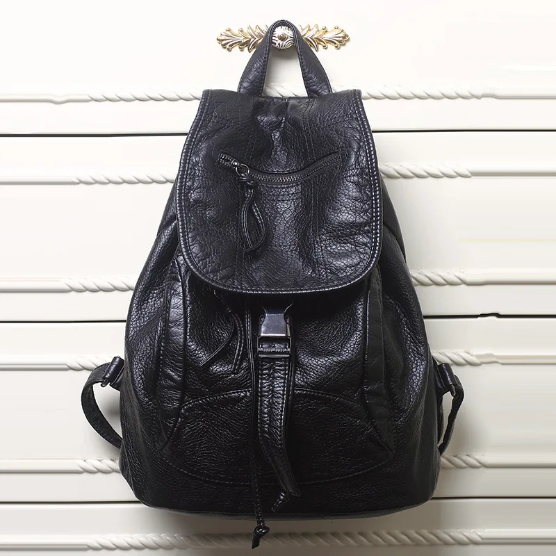 

Luxury Famous Brand Designer Washed Leather Women Backpack Female Casual Shoulders Bag Teenager School Bag Fashion Women's Bags