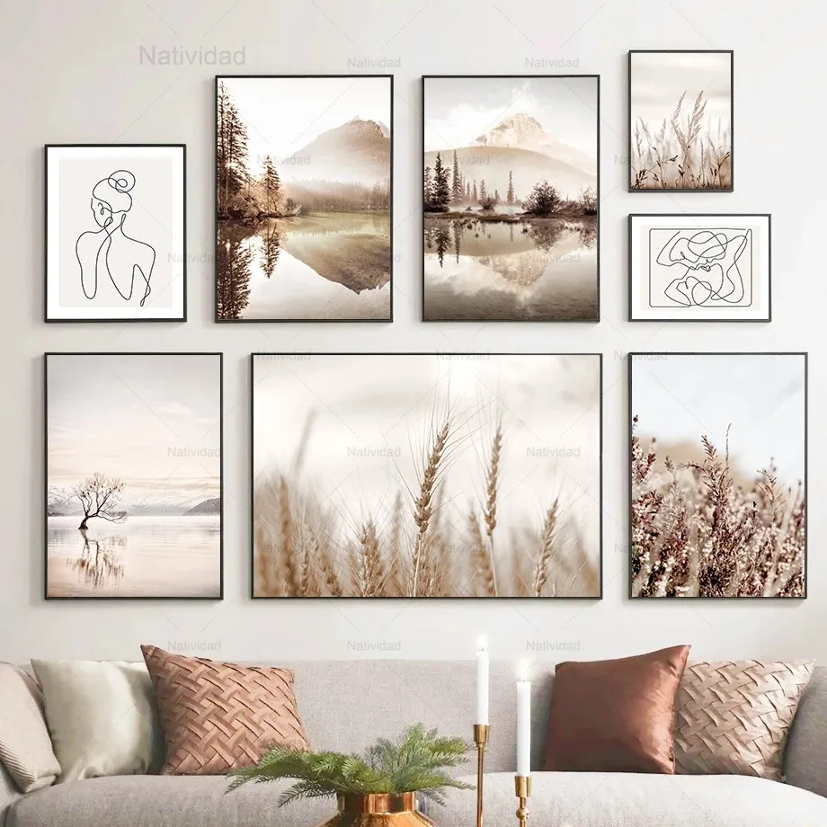 

Nordic Canvas Painting Beautiful Scenery Posters Nature Landscape Wall Art Pictures Home Art Living Room Home Decor Frameless