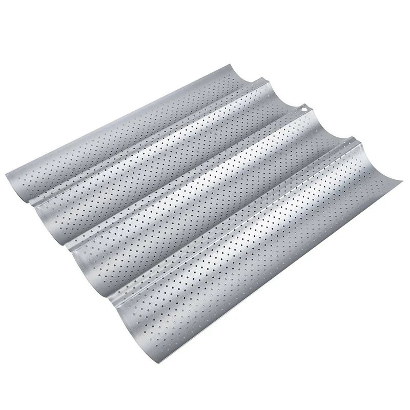 

Kitchen 4 Slots Baguette Baking Tray Mold Tool DIY Bread Mold Baking Pastry Cake Home Bakeware Wave Pan Gadget Stainless Steel