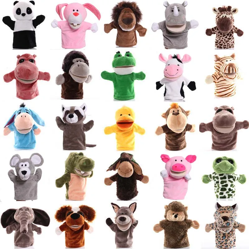 25cm Animal Hand Puppet Cartoon Plush Toys Baby Educational Animal Hand Puppets Pretend Telling Story Doll Toy for Children Kid