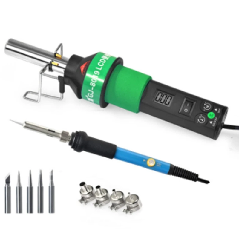 

8019LCD Adjustable Temperature Hot Air with Four Nozzles and Electric Soldering Iron