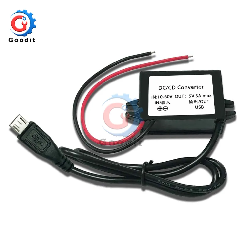 

DC-DC DC 12V/24V/36V/48V to 5V Step Down Power Supply Buck Converter Module Micro USB Female USB for Car Power Converter