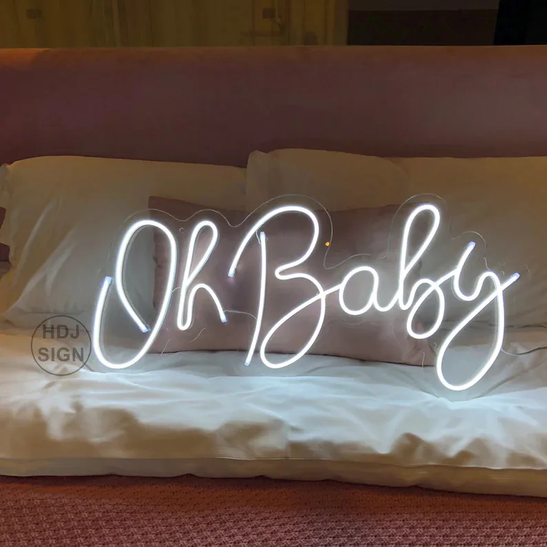 

Oh Baby Custom Letter LED Neon Sign Wall Decor For Home Room Store Cafe Birthday Wedding Party Decorative Neon Light