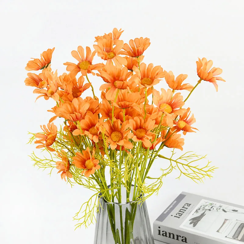 10 Heads White Yellow Daisy Artificial Flowers Bouquet For Home Wedding Garden Decoration DIY Bridal Bouquet Silk Fake Flower