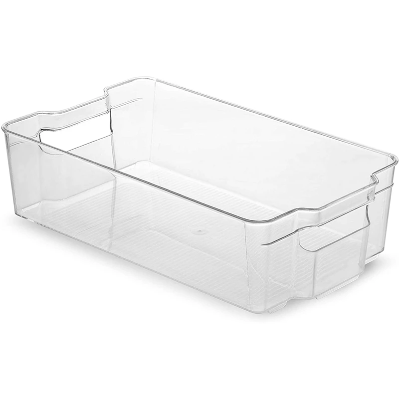 

Set of 4 Refrigerator Organizer Bins Stackable Fridge Organizers Clear Plastic Pantry Storage Rack Food Storage Bins