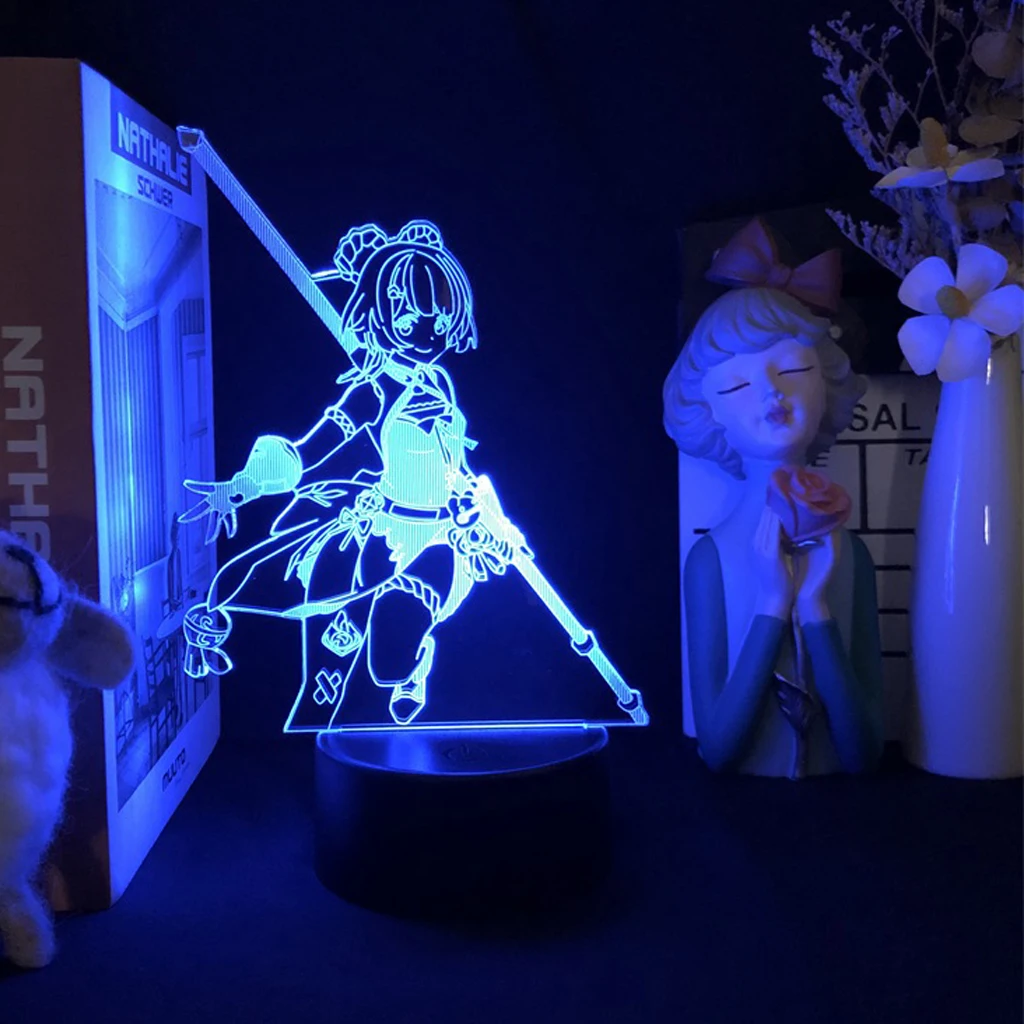 

Аниме ROSARIA носветильник Genshin Impact KUJOU SARA Светодиодная лампа игровая фигурка Декор для комнаты и акриловая доска продаются отдельно