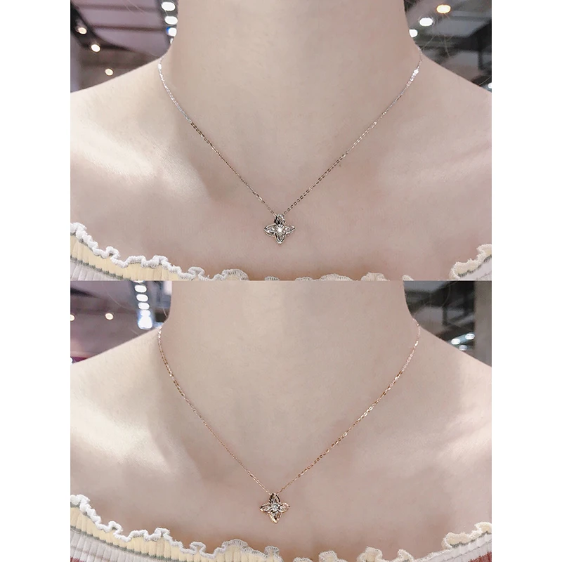 

AINUOSHI Handmade 18K Gold Round Cut 0.04ct Real Diamond Star Dancing Shining Pendant Necklace Popular Jewelry For Women 18''