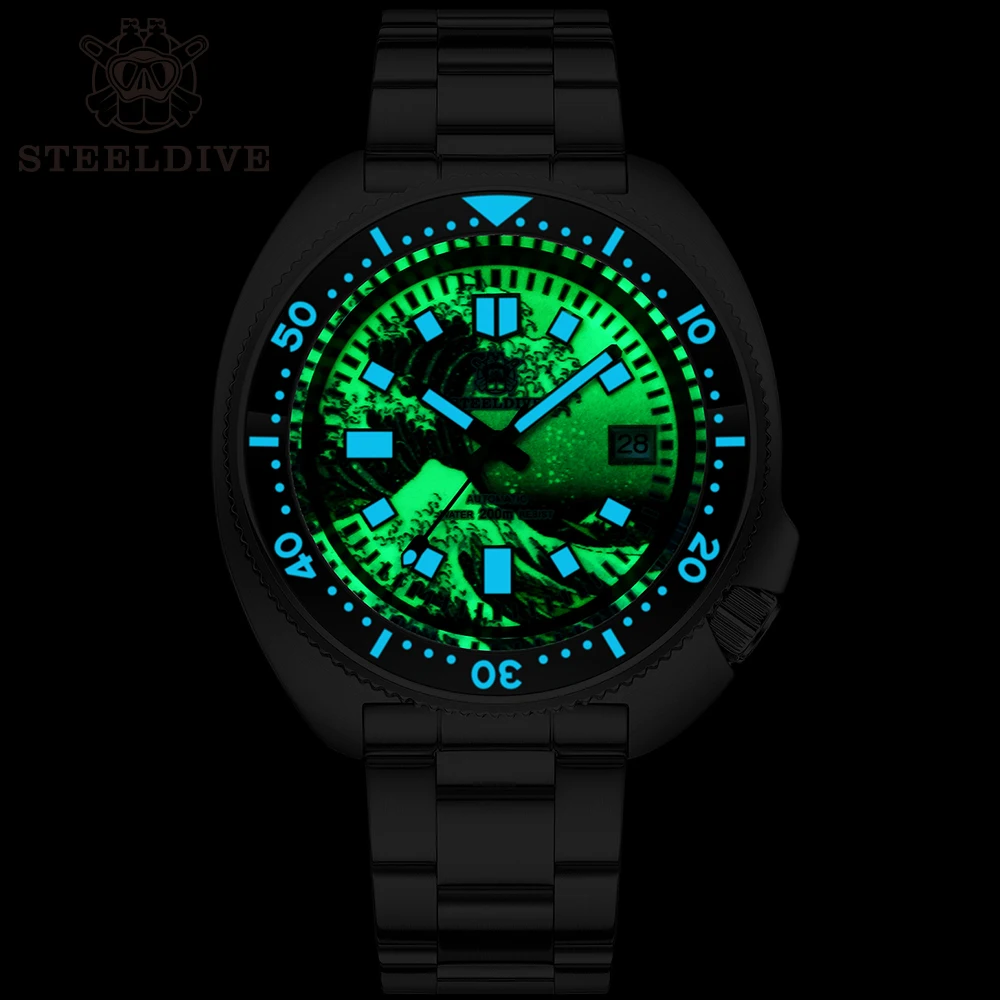 Мужские автоматические механические часы STEELDIVE Kanagawa черепаха SD1970J с