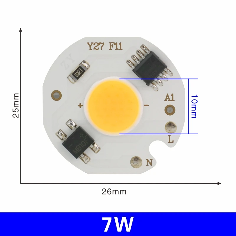 7W Светодиодный COB чип лампа 10 Вт 20 Вт 30 Вт 50 Вт 220 В Smart IC нет необходимости драйвер светодиодный светильник 3W 5 Вт 7 Вт 9 Вт для наводнения светильник Точечный светильник Diy светильник ing - Испускаемый цвет: 7W
