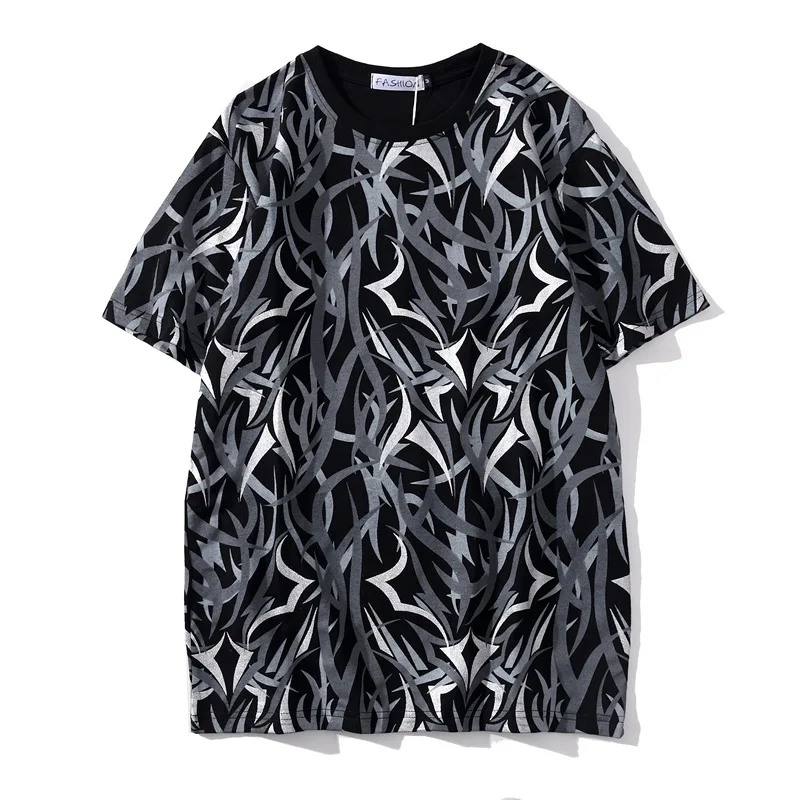 Мужская Повседневная футболка с коротким рукавом принтом модная мужская летняя