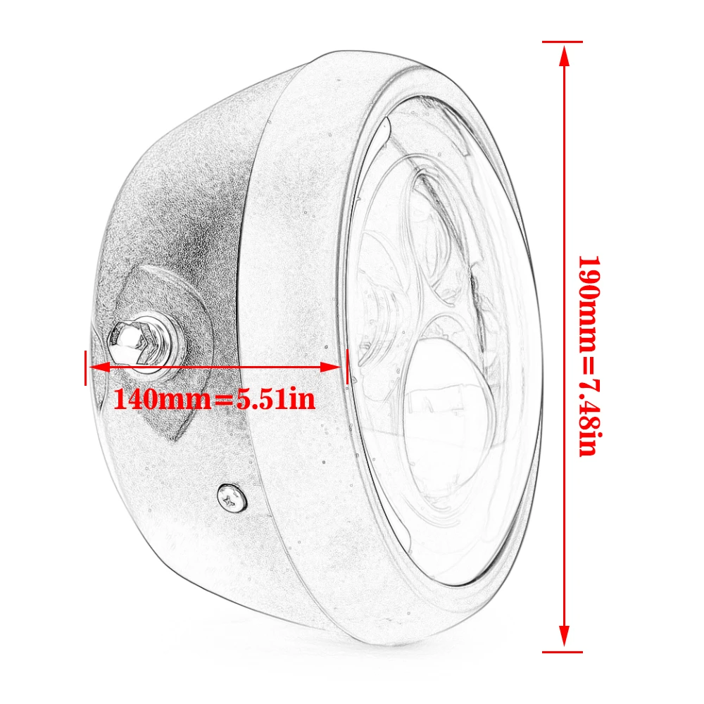 

7.5 inch Universal Cafe Racer Round Motorcycle LED Head lamp Headlamp Distance Light Refit 7.5" Motorcycle Headlight Cafe Racer