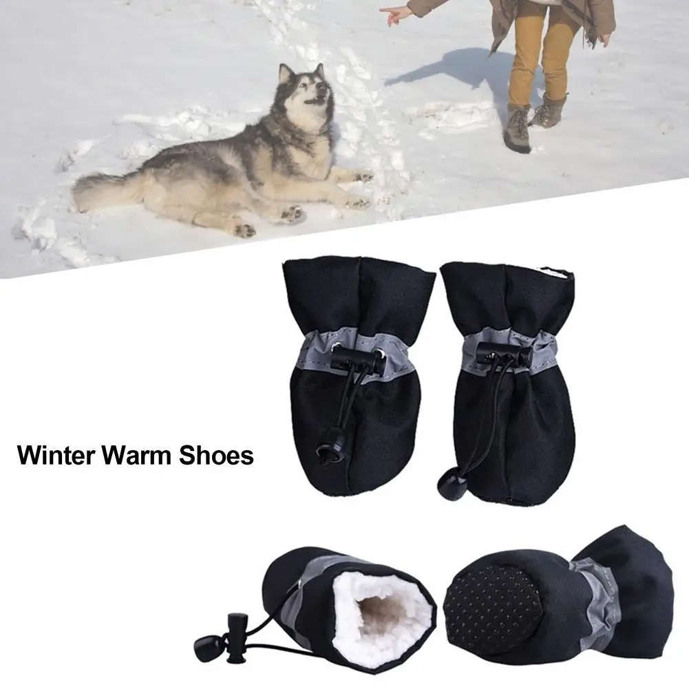 

4pcs/Set Pet Waterproof Autumn and Winter Plus Velvet Foot Cover Cute Teddy Bichon Chihuahua Puppy Supplies Botas Perro