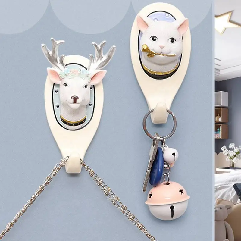 

Resin Decorative Hook Animal Head Hanger Wall Decoration Elk Rabbit Cat Swan Living Room Coat Clothes Rack Hanger