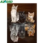 AZQSD 5D DIY Алмазная картина животное кошка ручной работы подарок Алмазная вышивка отражение мечта Алмазная мозаика полный квадратный домашний декор