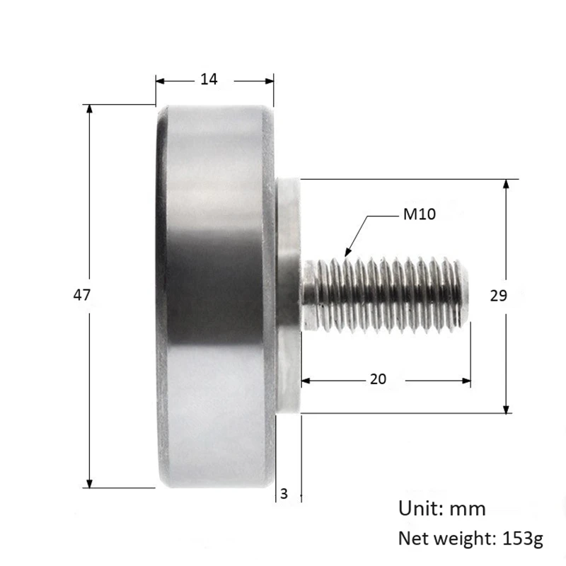

1Pcs NTBGT47-20 External Thread Bearing NTBG Series M10 Thread Screw with Screw,6204 Bearing