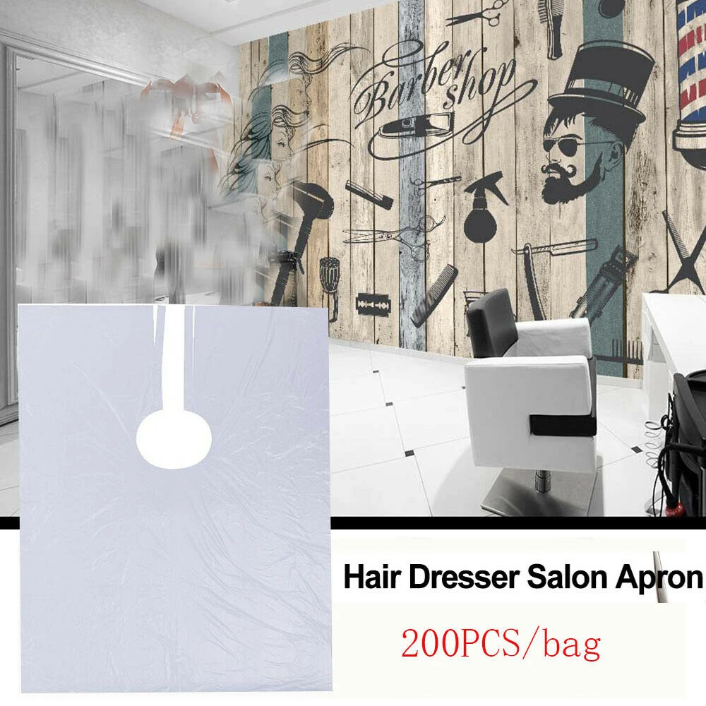 

200pcs Waterproof Apron Hairdressing Disposable Cloth Transparent Haircut Waterproof DIY Cape Barber-Tools