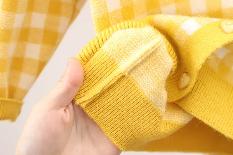 

New Kids Sweet Knitwear Suits Girls Baby Plaid Sweaters Coats Suspender Dress Baby Girls Outfits Infant Princess Clothes Sets