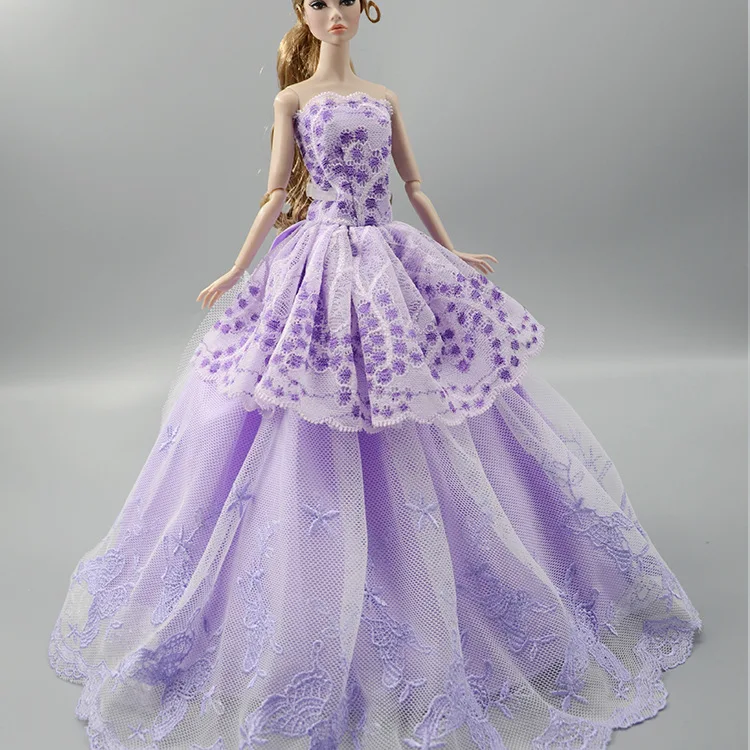Doll Flower Dress Lace Party Evening Gown Princess Clothing Outfit Accessories For 1/6 Dolls Girl Christmas Gifts DIY Toy | Игрушки и