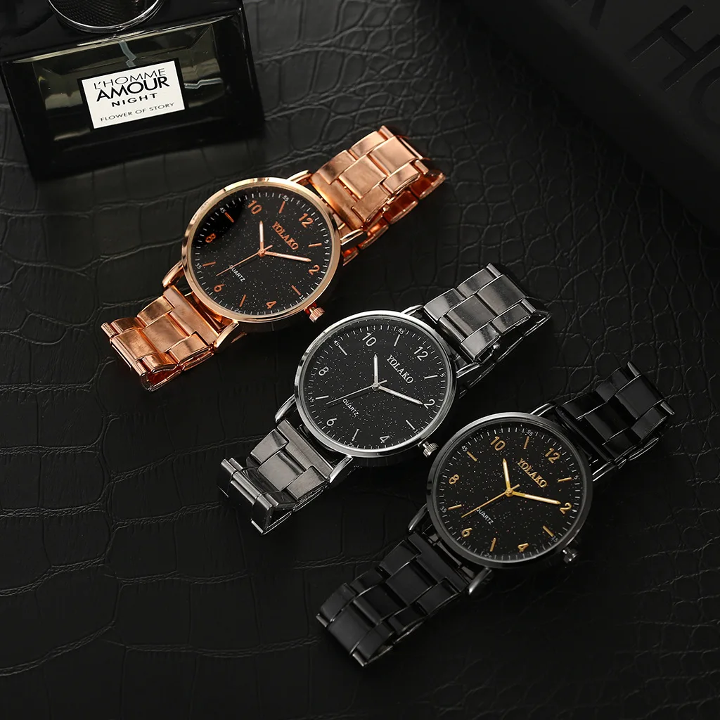 

Fashion Female Wrist Watch Business ultra-thin Rose Gold Stainless Steel Strap Starry Sky Digital Ladies Quartz Watch For Women