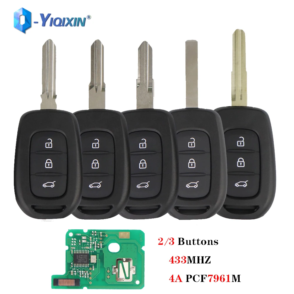 

YIQIXIN Smart Remote Car Key 2/3 Buttons 434MHZ 4A PCF7961M Chip For Renault Sandero Dacia Logan Trafic Clio4 Master3 Duster Fob