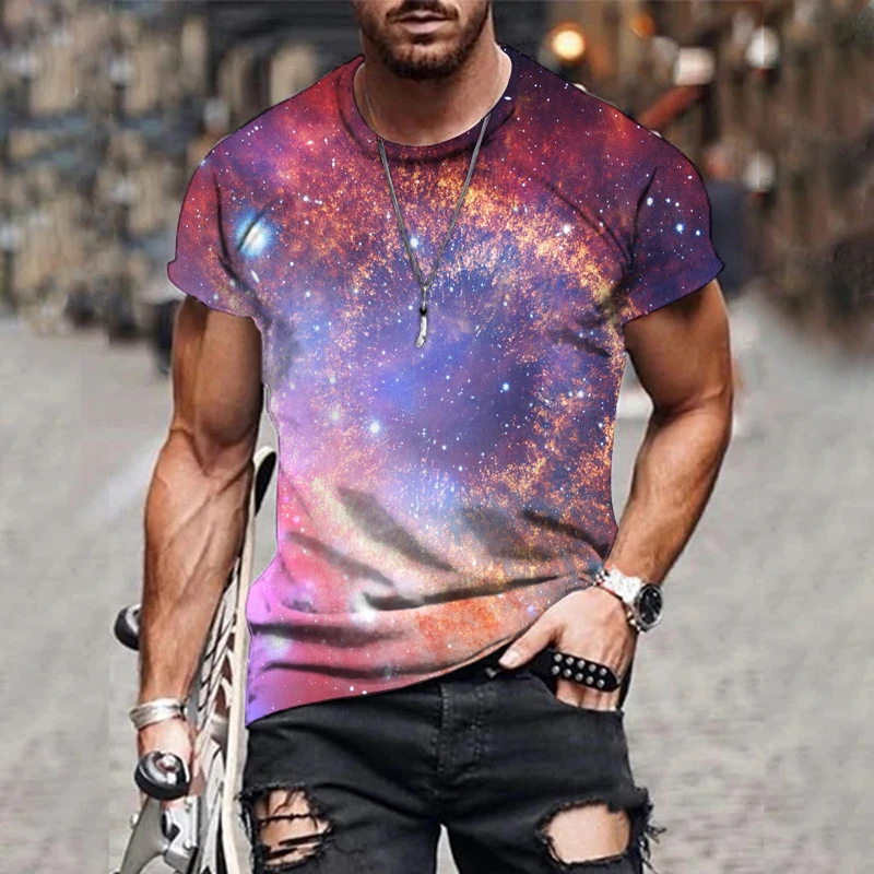 

Summer Crew Neck 3D Colorful T-Shirt for Men Full Printed Tees Short Sleeve Tops Summer Casual Shirts Men Clothing Tops Tee 6XL