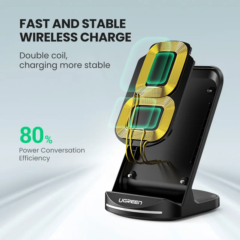 Беспроводное зарядное устройство UGREEN Qi для iPhone 13 Pro 12 8 XR Samsung S9 S10 S8 S10E телефона