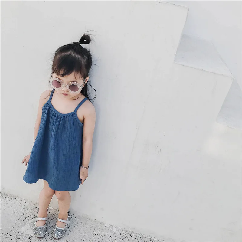 simple chinese style sleeveless cute candy color dress age for 2 - 8 yrs cotton vest summer beach clothes baby girl frocks | Детская