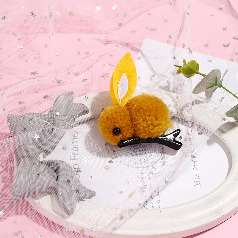 

Cute Hair Ball Clips Cartoon Hairpin For Children 3D Plush Hair Accessories Rabbit Hair Clips Korean Simple Girl Headdress