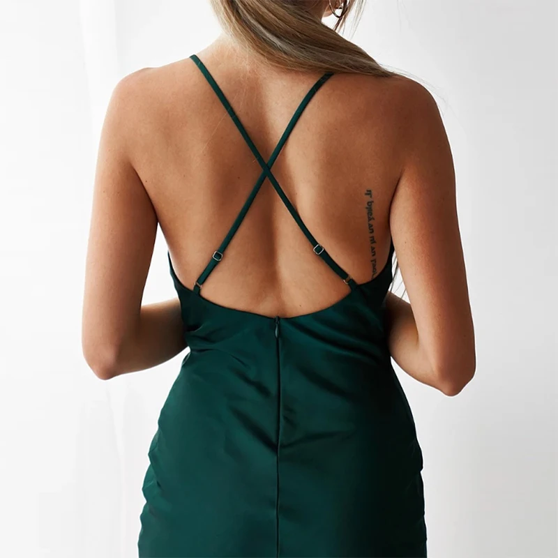 Сексуальное длинное платье с открытыми плечами без рукавов на бретельках весна