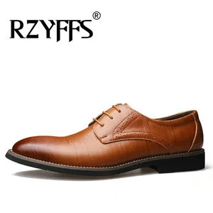 Мужские кожаные туфли-оксфорды, черные, синие, коричневые