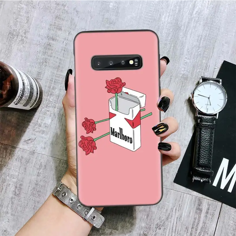 Зажигалка сигарета черный чехол для телефона для samsung Galaxy S10+ Plus Lite Note 10 9 8 S9 S8 J4 J6+ Plus S7 S6 Edge Coque