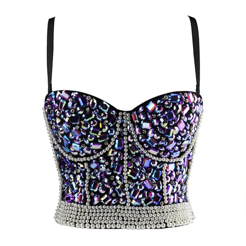 AB Стразы Жемчуг бюстгальтер слинг культур топы пикантные Роскошные Женский клуб