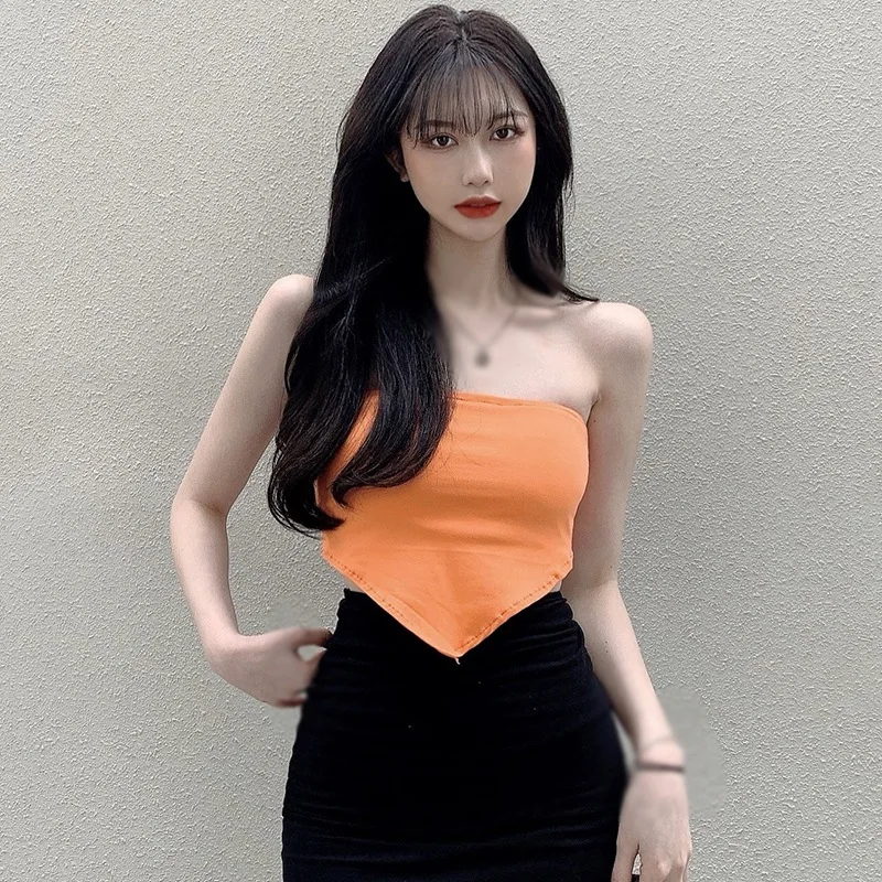 

Summer Sweet Knitting Tube Top Wind Wearing A Bottoming Vest Hate Female High Waist Hot Style