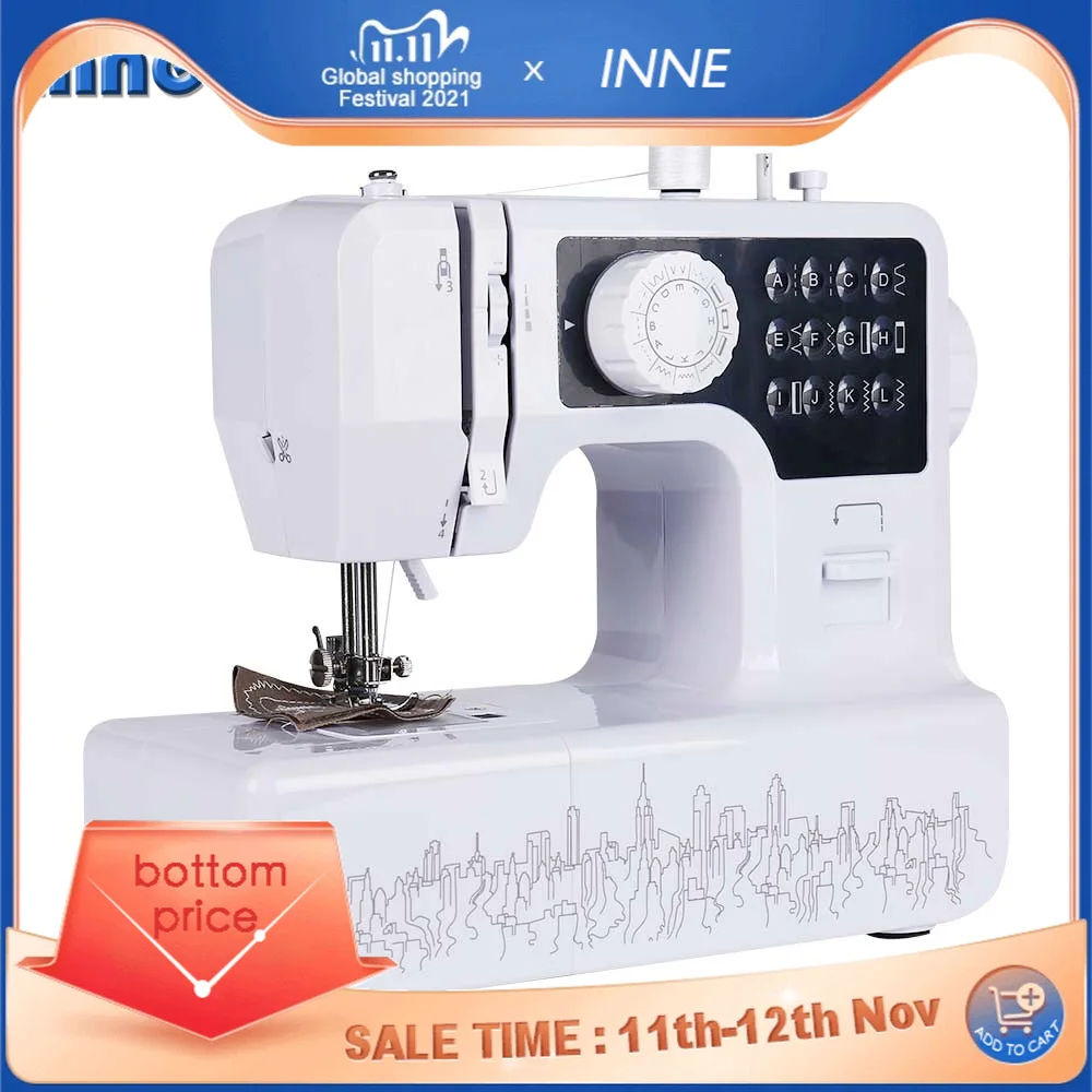 

INNE Sewing Machine Maquina De Costura Coser With Feet Accessories Overlock Mini Portable Household Manual Embroidery Small