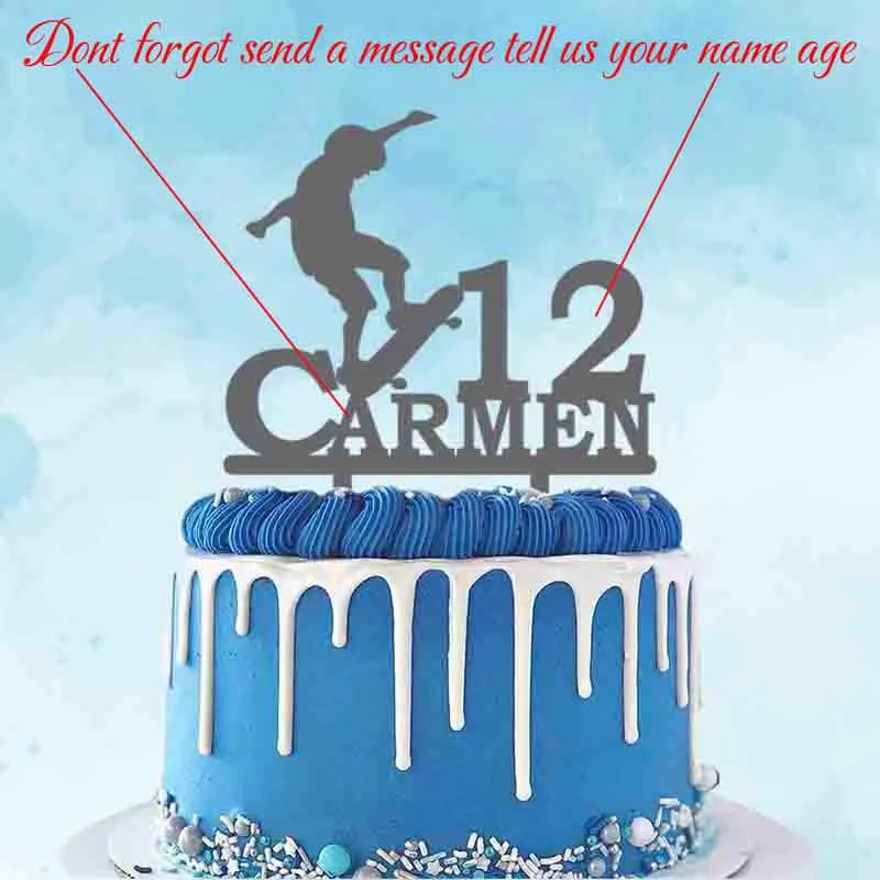 Изготавливаемое на заказ Название скейтборд для игр силуэты торт Топпер дня