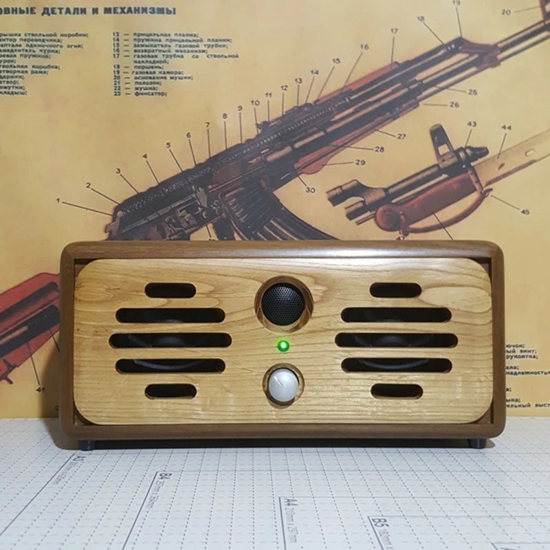 IWISTAO Bluetooth-динамик ручной работы в винтажном стиле из чистого дерева 2x15 Вт AUX U-диск
