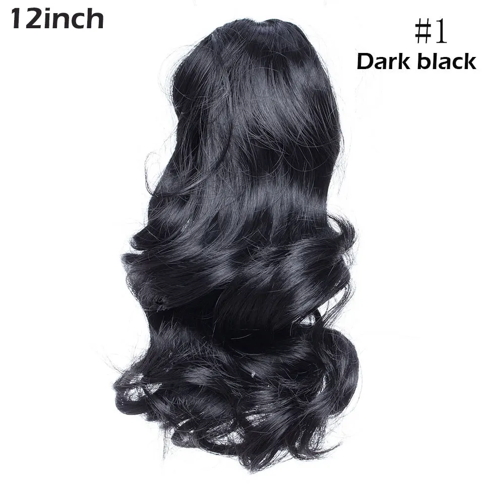 dark black S-noilite, 12-26 дюймов, заколка-коготь, конский хвост, наращивание волос, синтетический конский хвост, enxtension, волосы для женщин, конский хвост, шиньон - Цвет: dark black