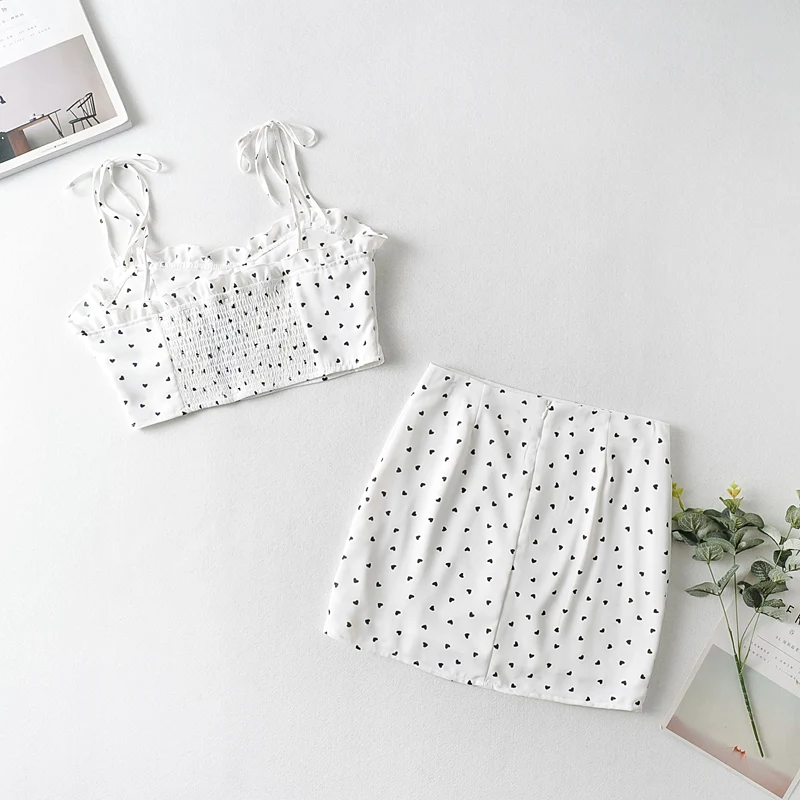 

2021 Spring and Summer Tube Top Skirt Two-piece Fashion Sexy Sling Split Short Skirt Wrapped Chest Skirt Suit Women's Clothing