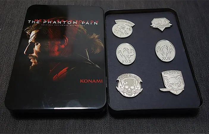 Игра MGS 5 металлическая Шестерня твердый V Phantom Pain металлический значок Броши шпильки набор с железной коробкой коллекционные аксессуары 6 шт./компл