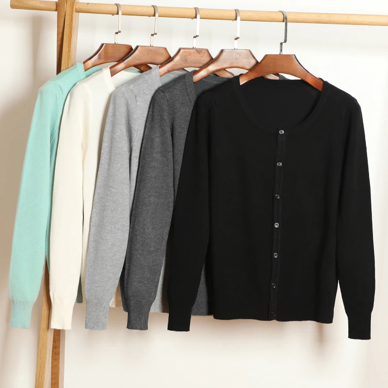 Весенне-осеннее женское трикотажное повседневное пальто с круглым вырезом