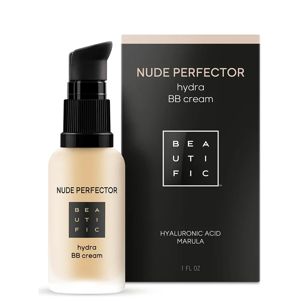 Тонирующий BB крем BEAUTIFIC Nude Perfector с гиалуроновой кислотой №1 светлый бежевый. 30 мл.|