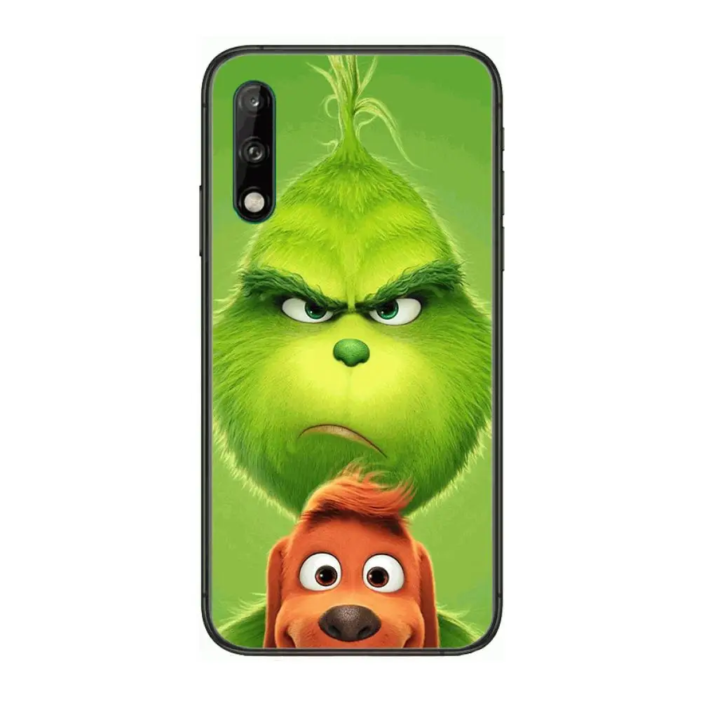 

Grinch Christmas Clear Phone Case For Huawei Y 5 6 7 8 9 A P S Pro 2020 2019 Black Etui Coque Hoesjes Comic Fashion