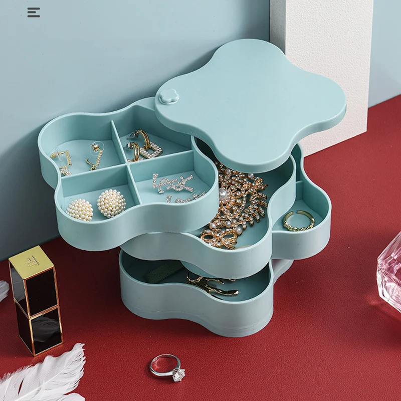 

360° Rotating Jewelry Box Large Capacity Earrings Storage Case Organize Rings Necklace Display Gift for Women Storage Box