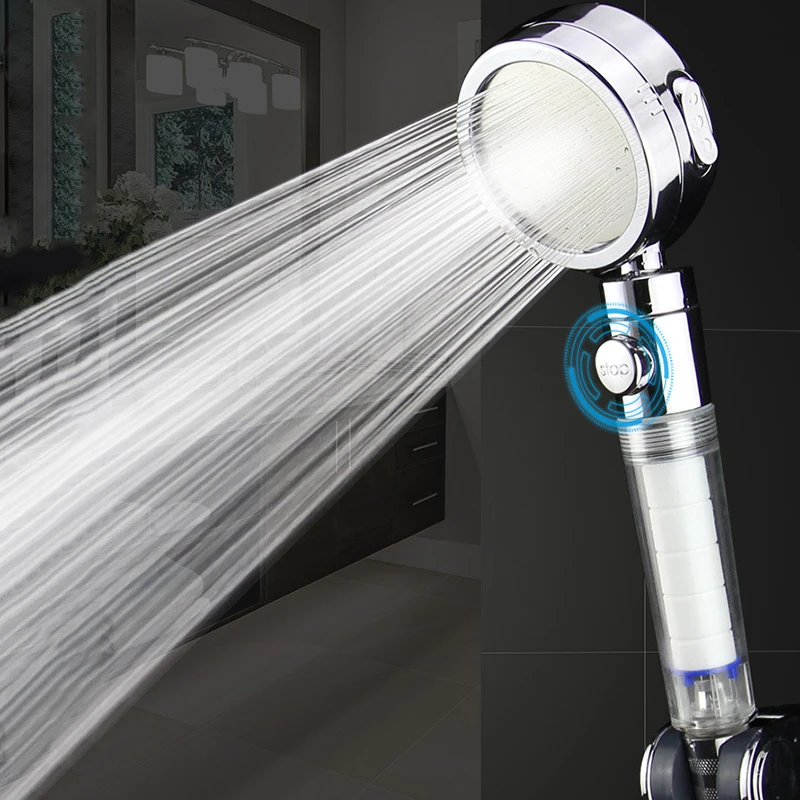 

New Arrival Handheld Shower Head One Key To Stop Water With Filter Shower Head 3 Functions Saving Water High Pressure Showe