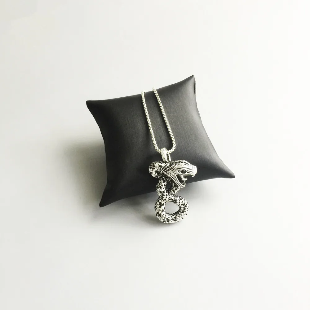 Подвески в виде змеи из серебра 925 пробы с черным цирконием подходят к цепочкам