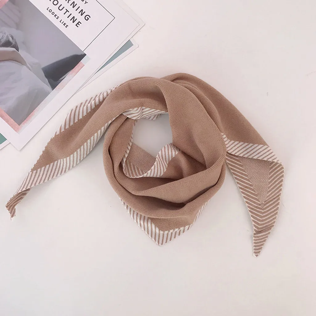 Женская модная Осенняя шаль-нагрудник Зимний вязаный шарф в полоску сохраняющий